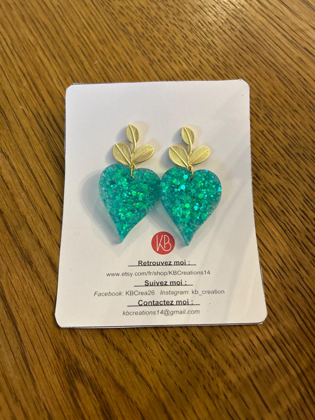 Boucles d'oreilles créoles cœur  / Paillettes