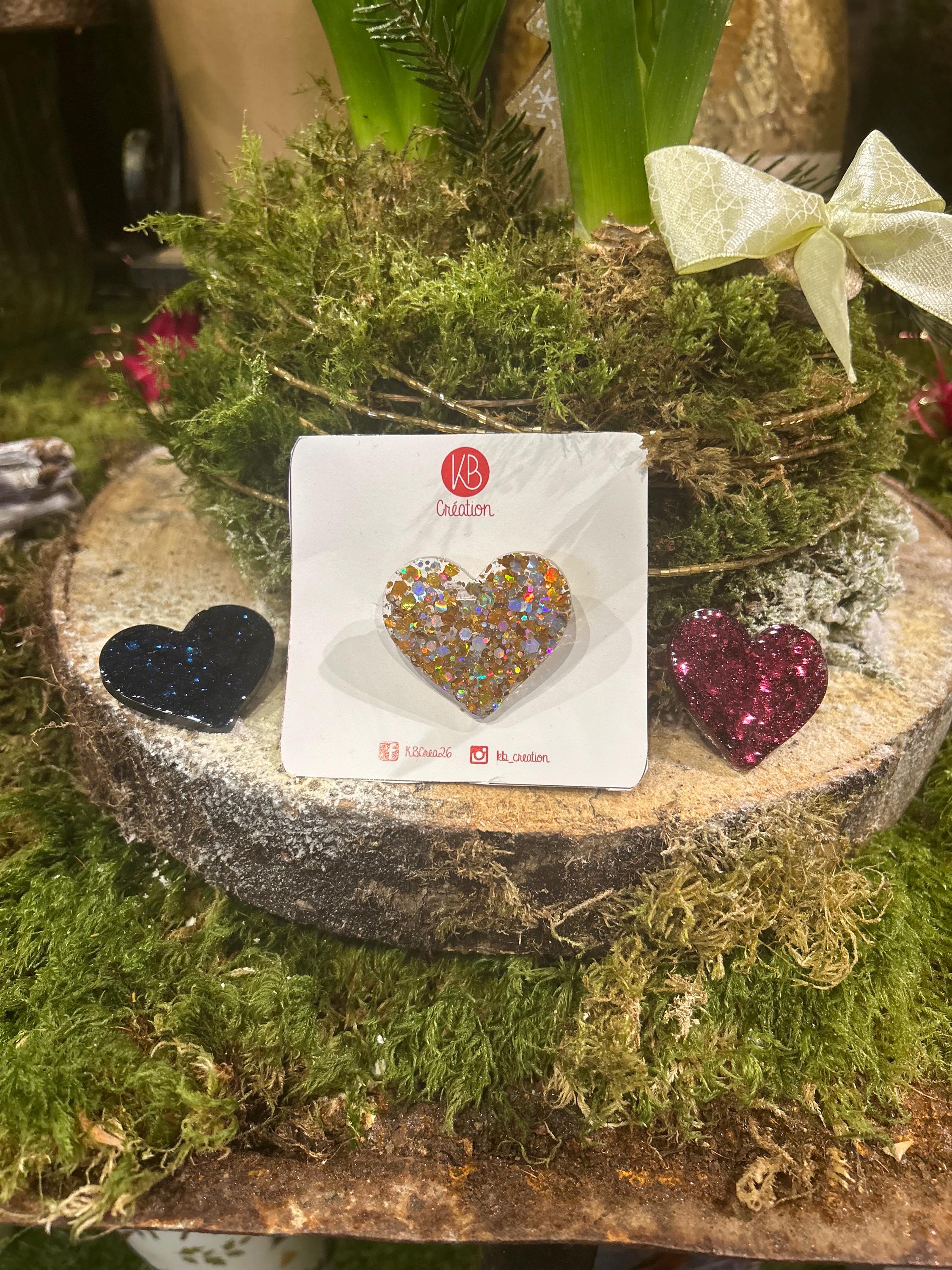 Broche en Résine Pailletée - Bijou Fait Main Unique