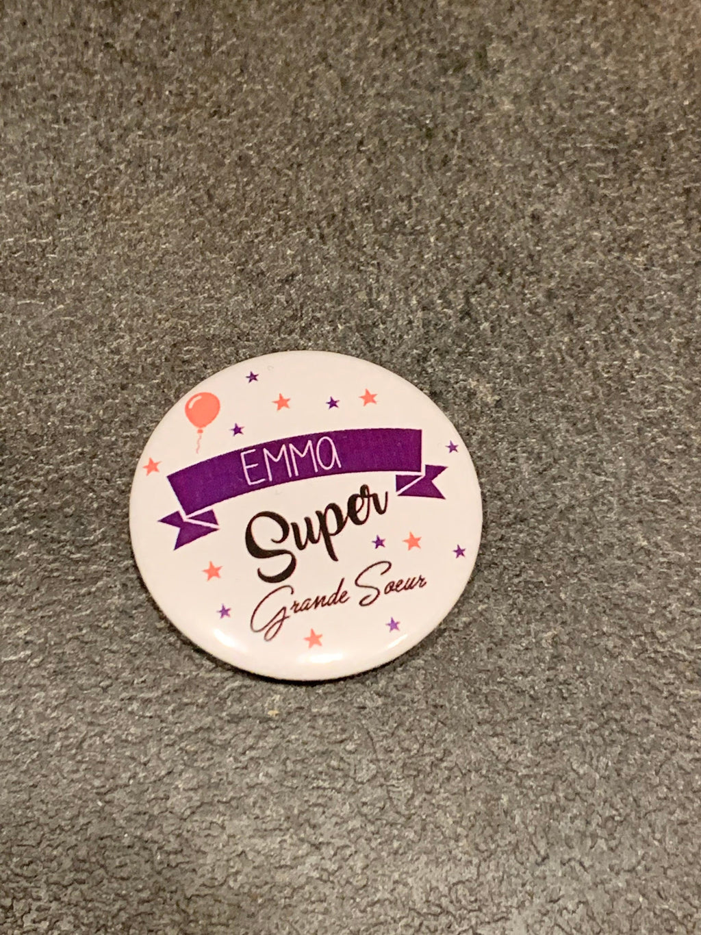 Badge personnalisé - Super grand frère / soeur - Ballons - Commande Personnalisée