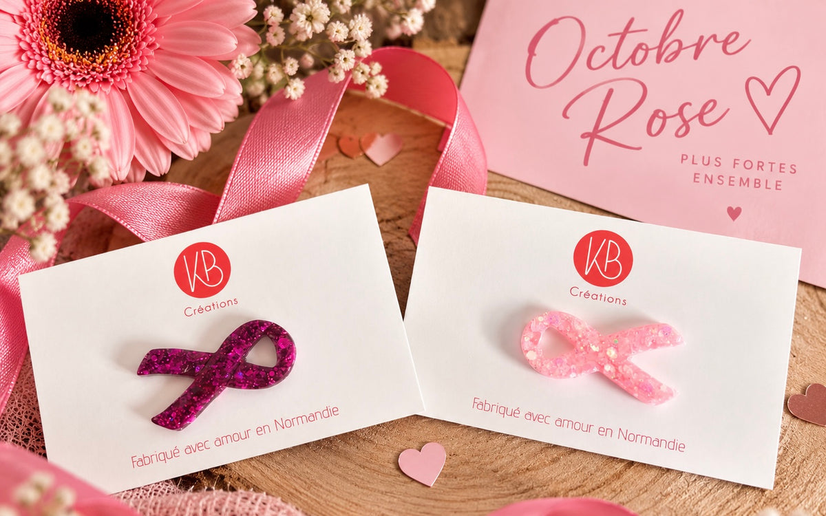 Broche ruban Octobre Rose en résine – Pin’s ruban rose