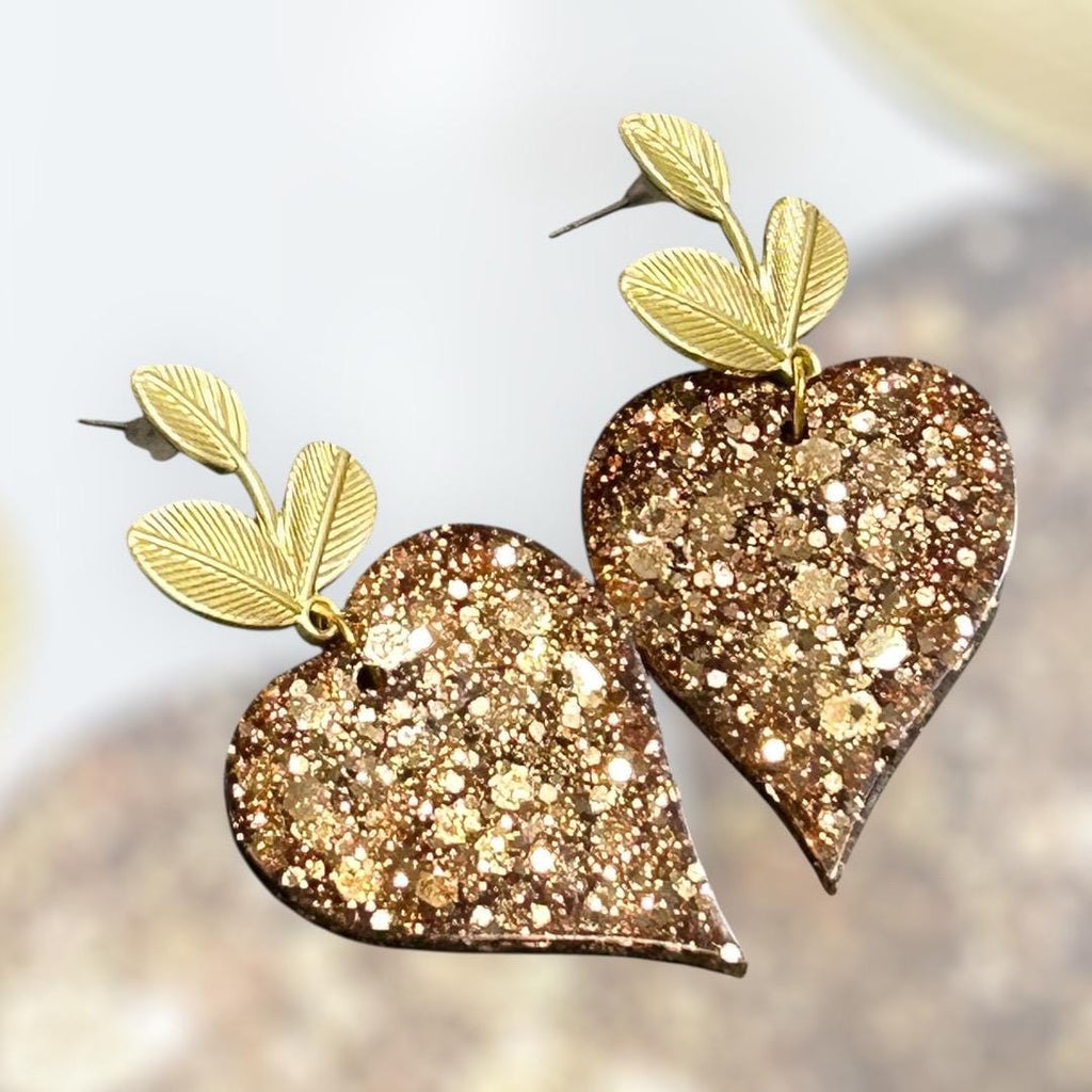 Boucles d'oreilles créoles cœur  / Paillettes