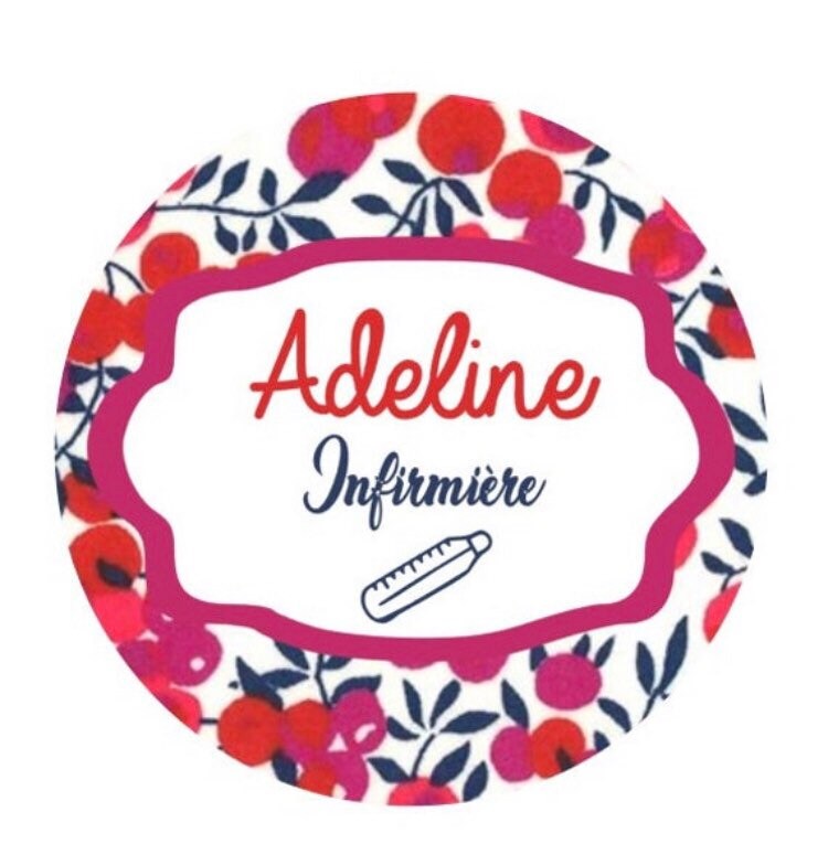 Badge personnalisé - Infirmière - Aide Soignante - Liberty Wiltshire rouge