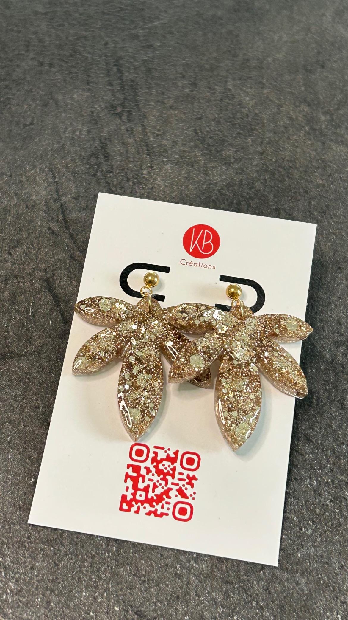 Boucles d'oreilles Paradise / Paillettes or