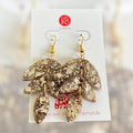 Boucles d’oreilles résine pailletée feuille – Bijoux fantaisie légers femme – Cadeau original fait main France
