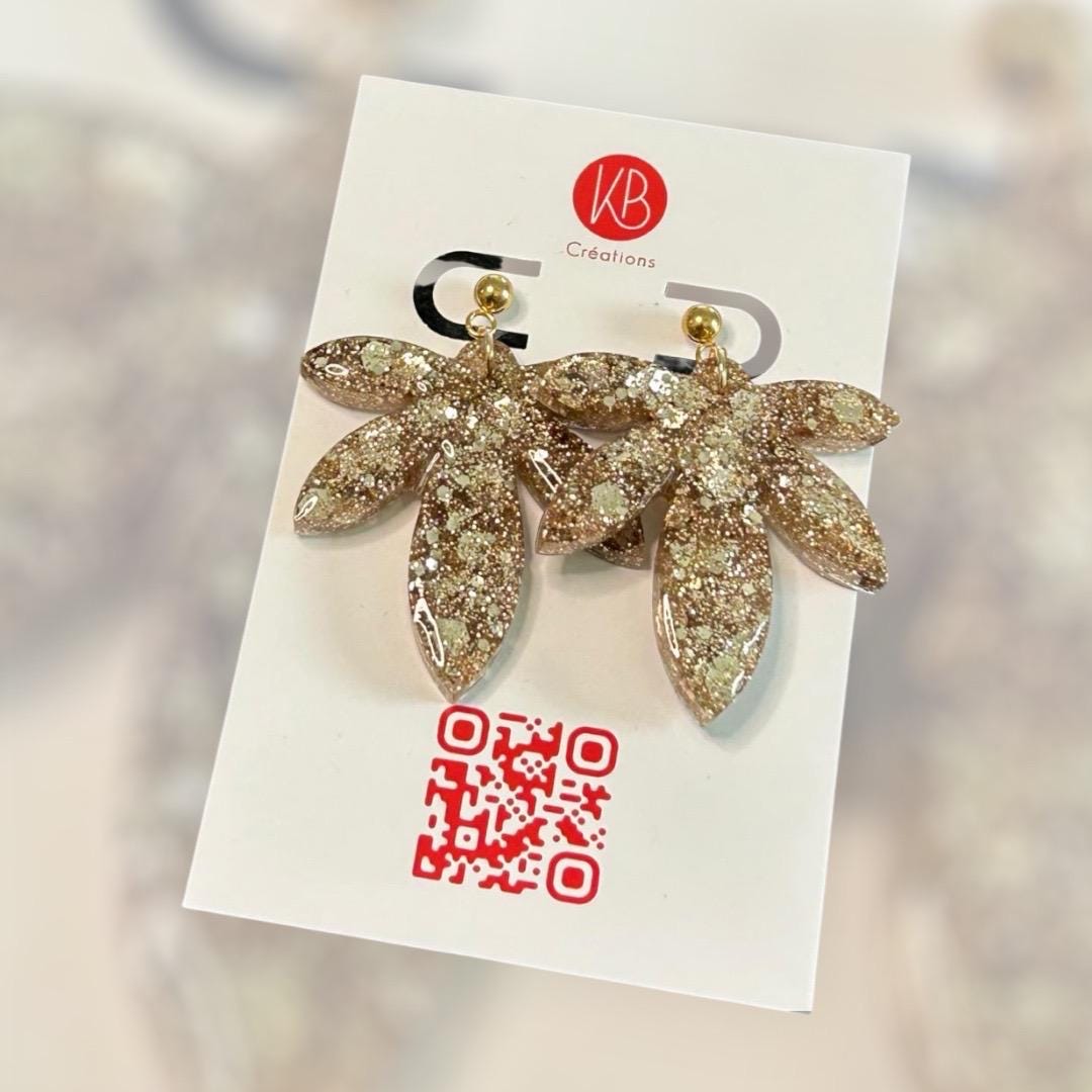 Boucles d'oreilles Paradise / Paillettes or
