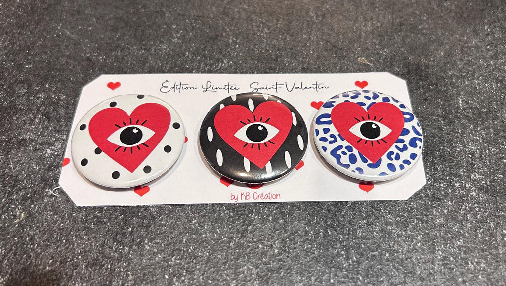 Magnets Saint-Valentin - Coeur & Œil – Aimants décoratifs amour – Cadeau couple original – Édition limitée KB Création