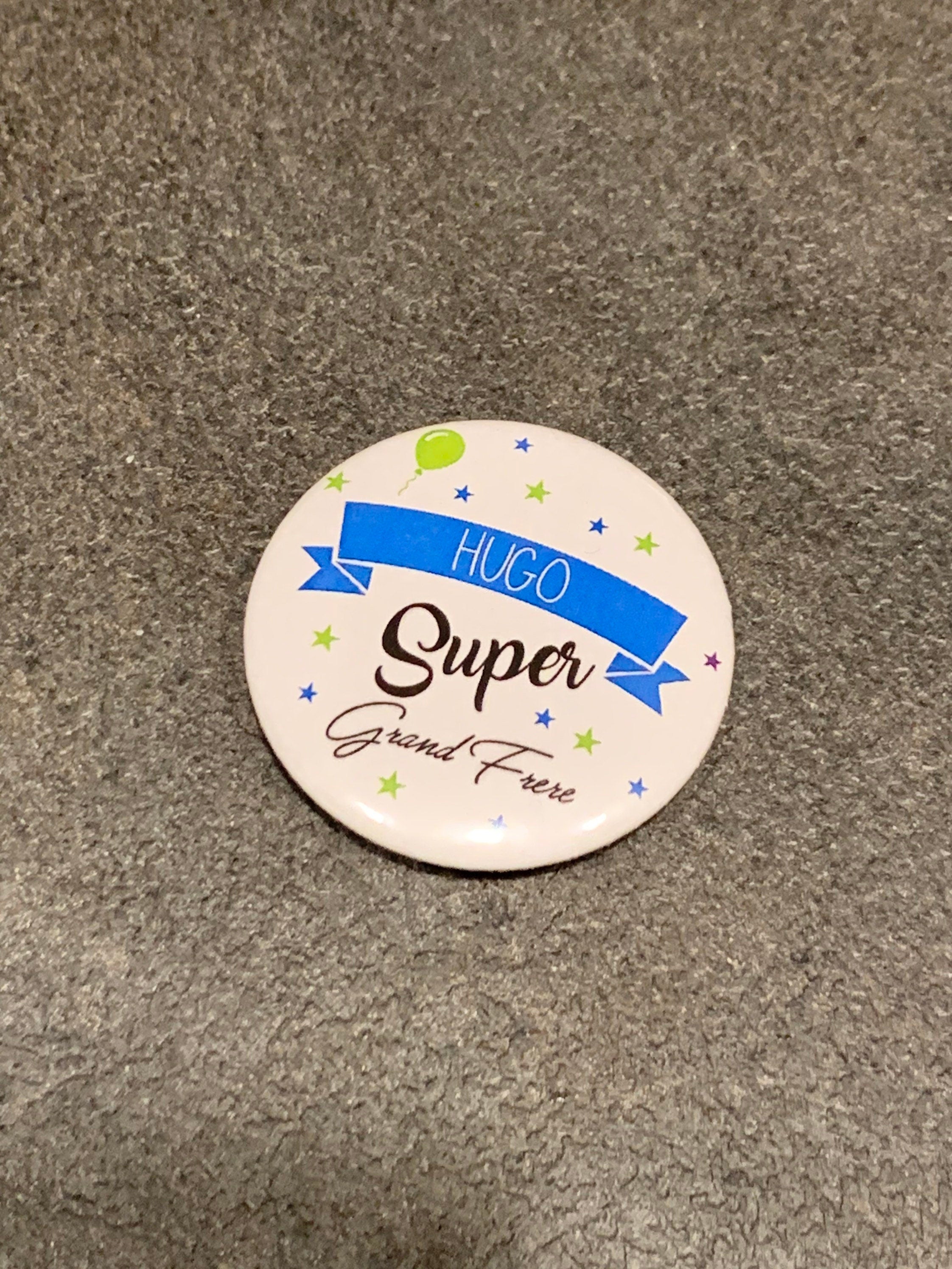 Badge personnalisé - Super grand frère / soeur - Ballons - Commande Personnalisée