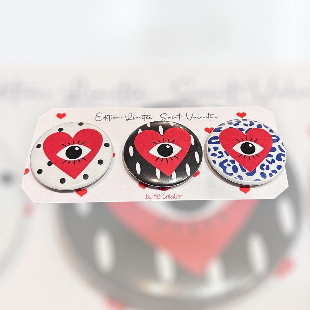 Magnets Saint-Valentin - Coeur & Œil – Aimants décoratifs amour – Cadeau couple original – Édition limitée KB Création