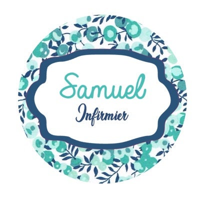 Badge infirmière - Aide Soignante personnalisé avec prénom - Liberty Wiltshire Mint 