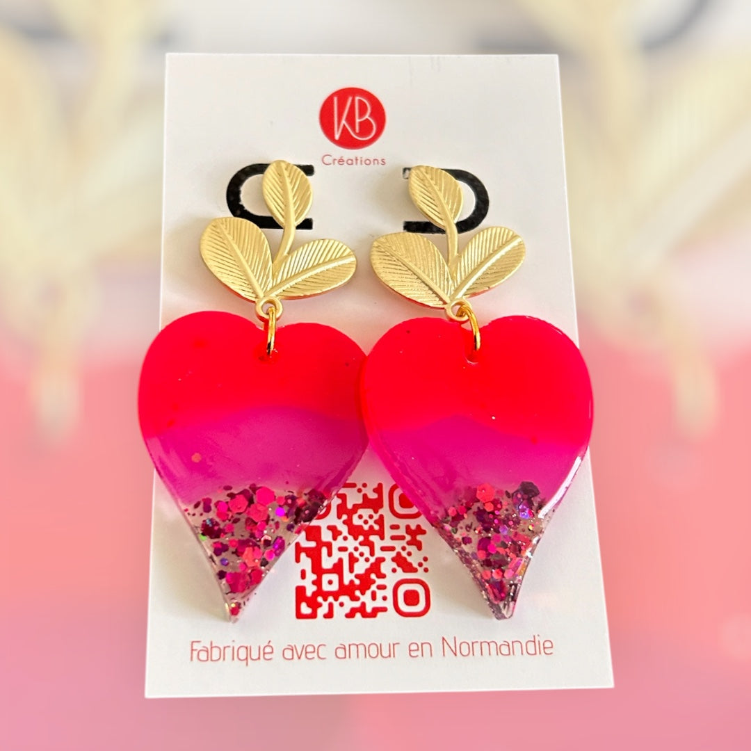 Boucles d’oreilles Pop It - Cœur Rose en résine