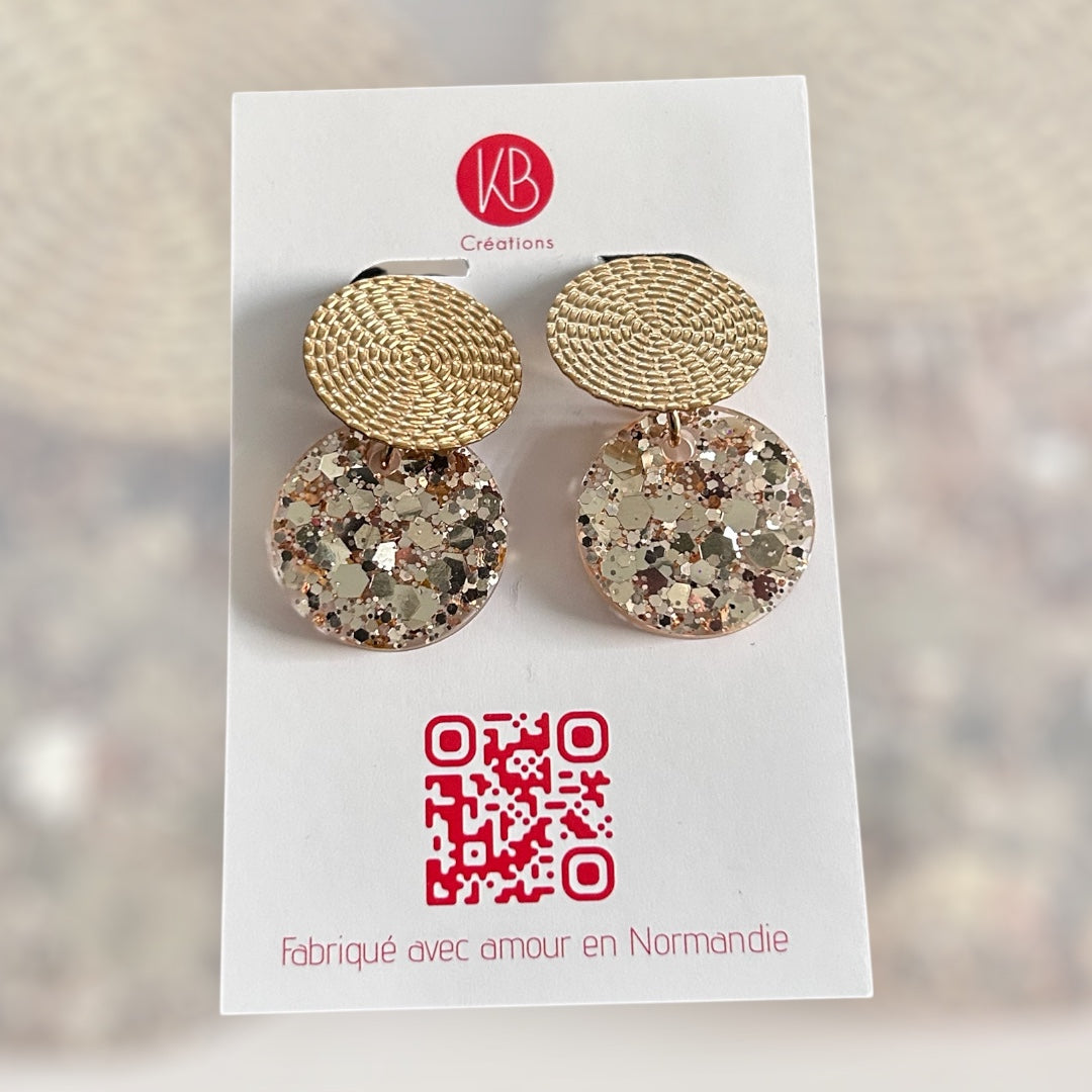 Boucles d’oreilles dorées à paillettes – Chic & lumineuses
