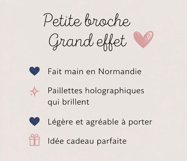 Broches Coeur à paillettes - bijoux veste