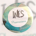 Badge personnalisé Geometry Blue - Infirmière - Aide Soignante