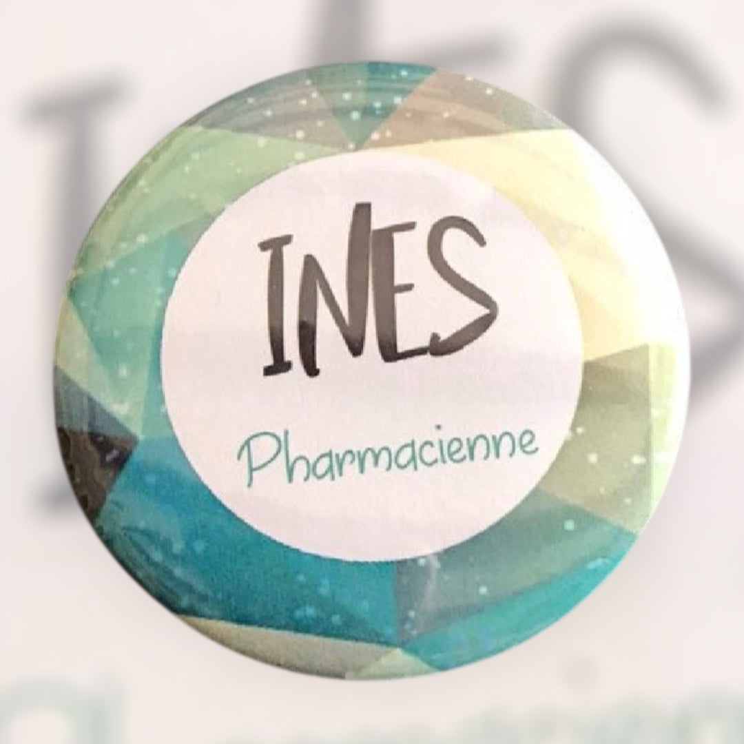 Badge personnalisé Geometry Blue - Infirmière - Aide Soignante