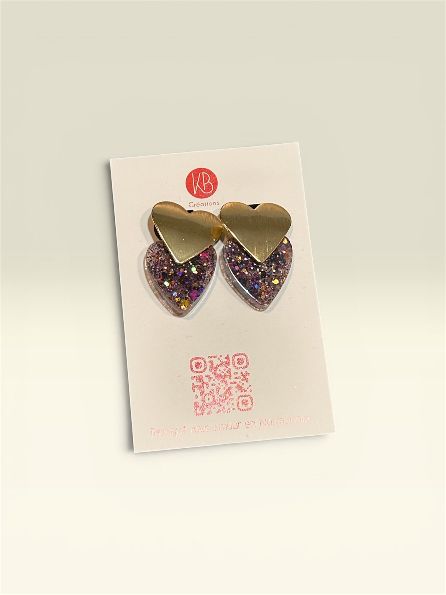 Boucles d’oreilles Coeur pailletée – Résine Bleu multicolore scintillante