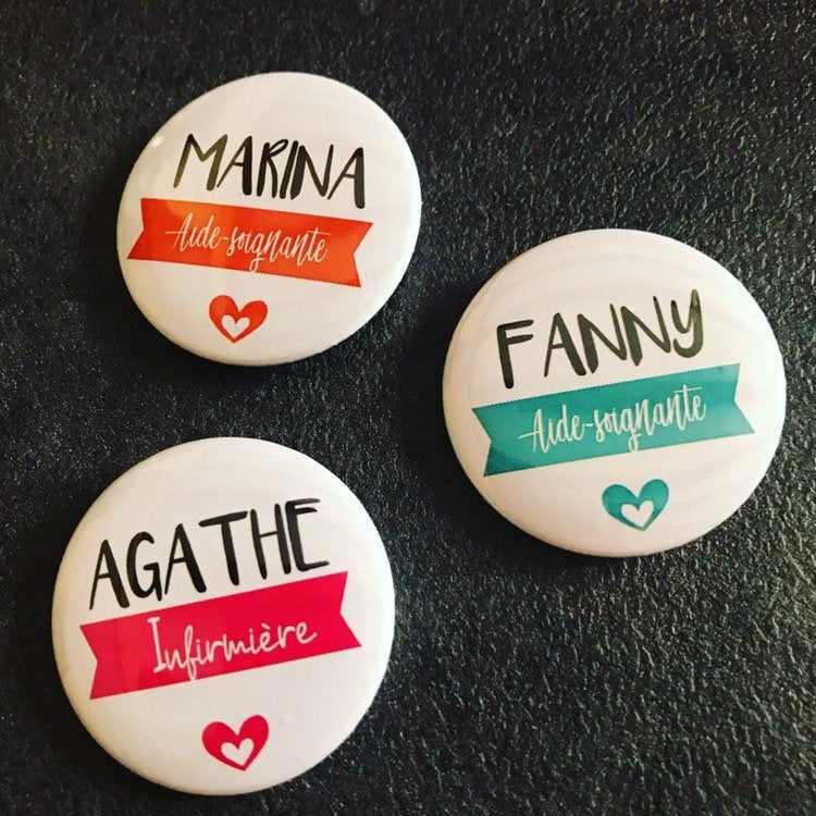 Badge infirmière - aide-soignante prénom personnalisé