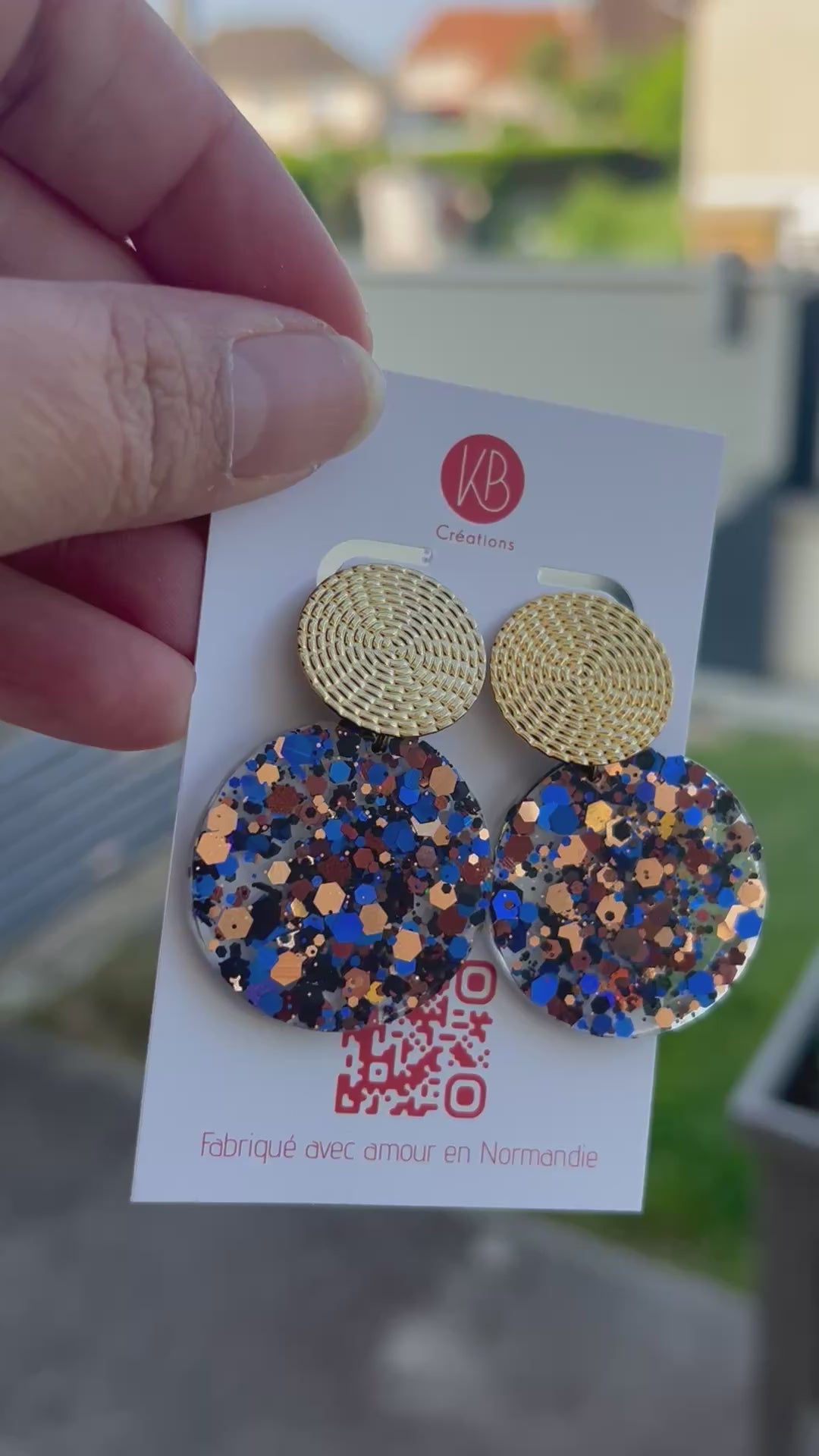 Boucles d’oreilles Rondy pailleté – création artisanale